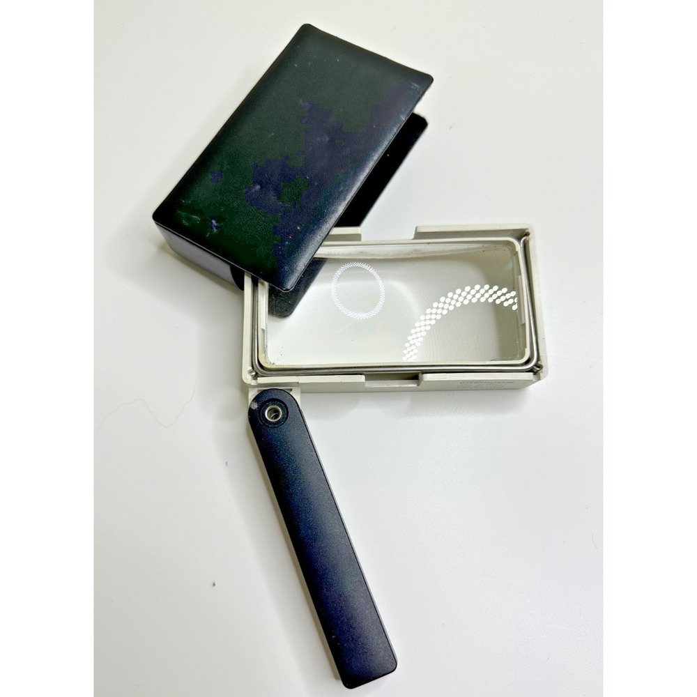 Vtg Eschenbach Germany Magnifying Glass‎ 2.75 Black Leather Case Folding handle